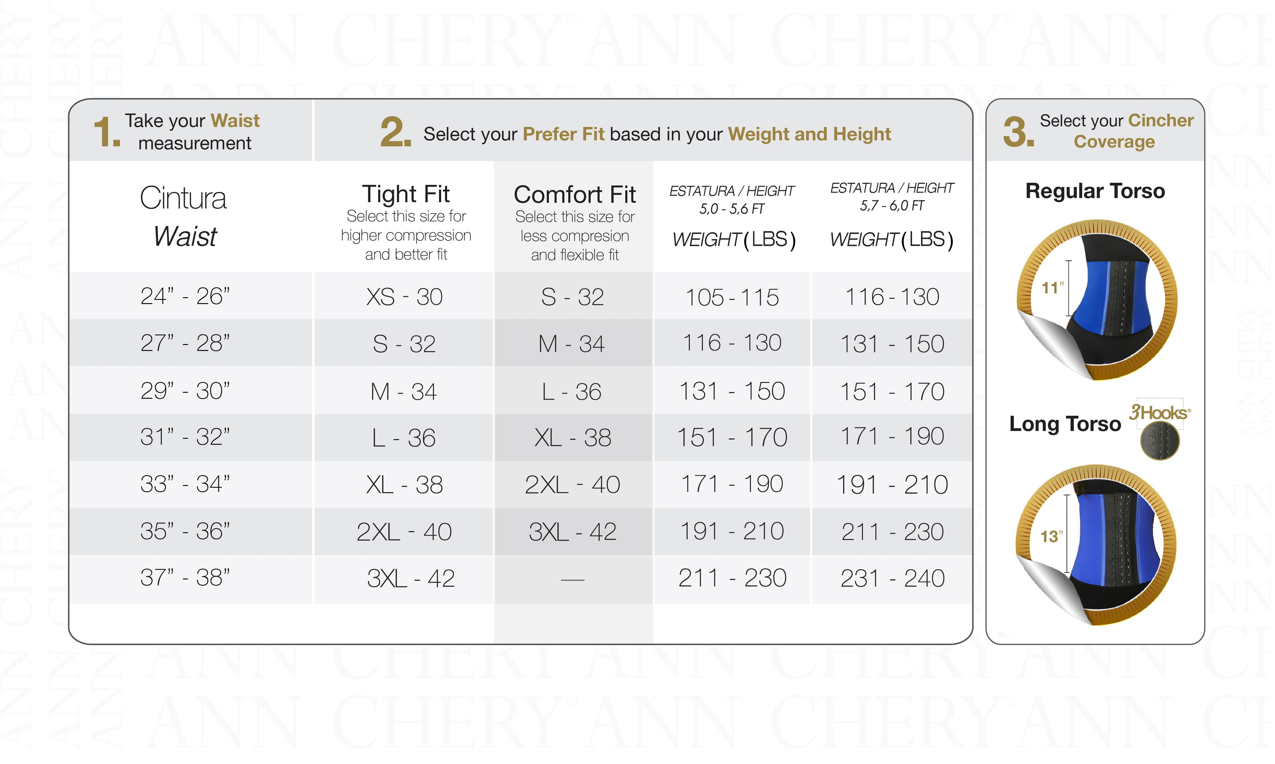 Chery Waist Cincher Size Chart